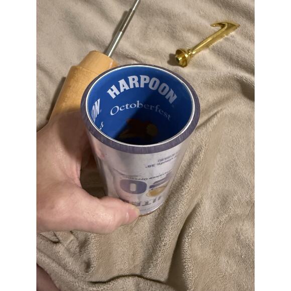 Harpoon UFO White & Octoberfest 11” Beer Tap Handle Wood Keg Kegerator Man Cave - Picture 4 of 8